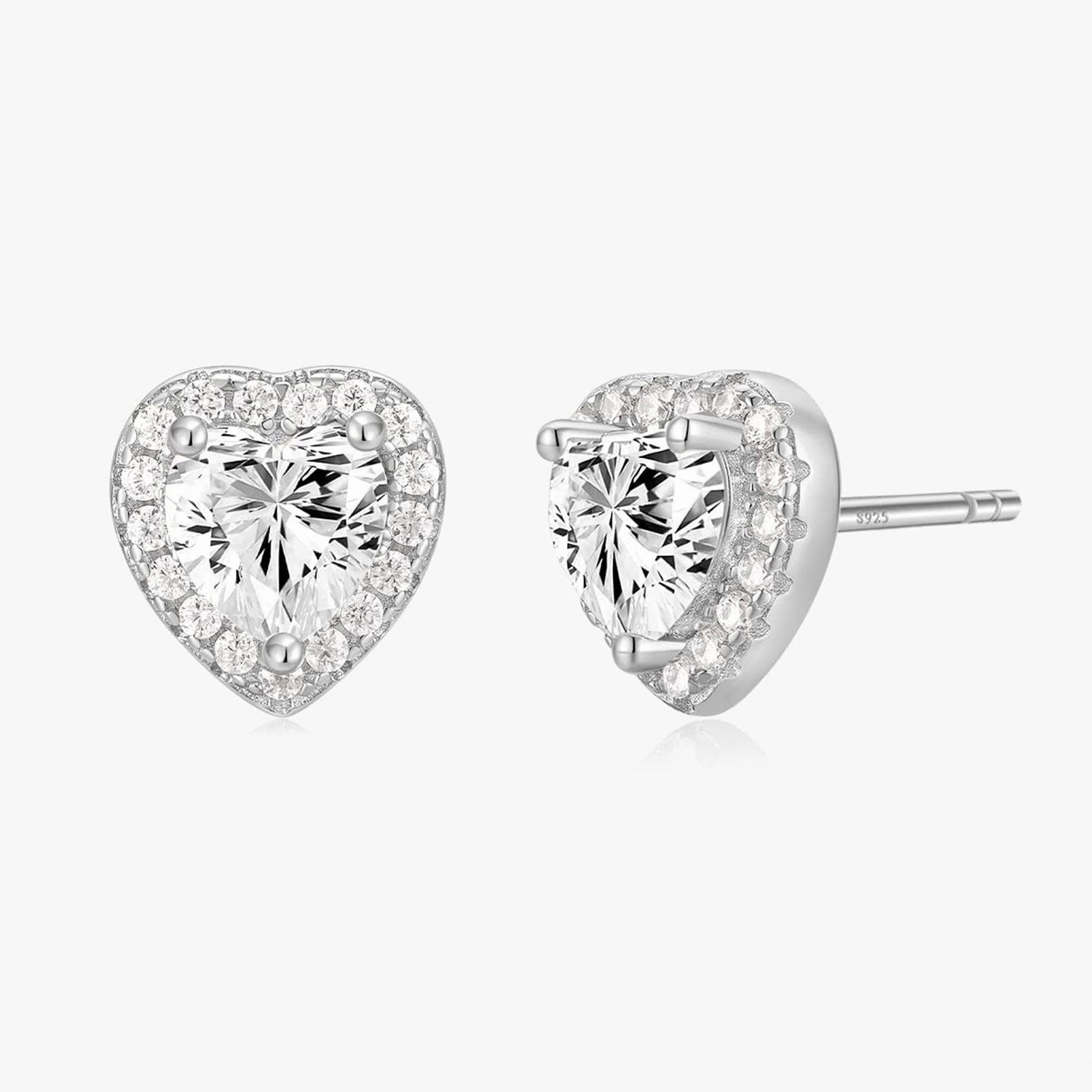 Casual Style S925 Heart Post Earrings