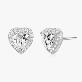 Casual Style S925 Heart Post Earrings