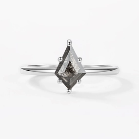 Solitaire Salt and Pepper Diamonds Kite Cut Engagement Ring Textile Shine