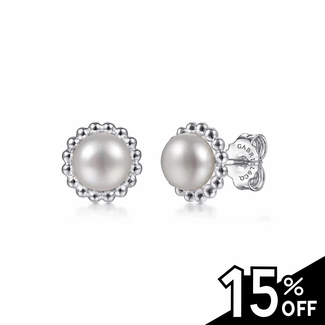 Vibrant Accent Striking Adornment 925 Sterling Silver Bujukan Pearl Stud Earrings