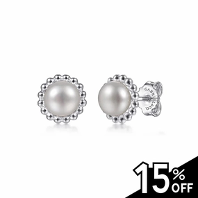 Vibrant Accent Striking Adornment 925 Sterling Silver Bujukan Pearl Stud Earrings