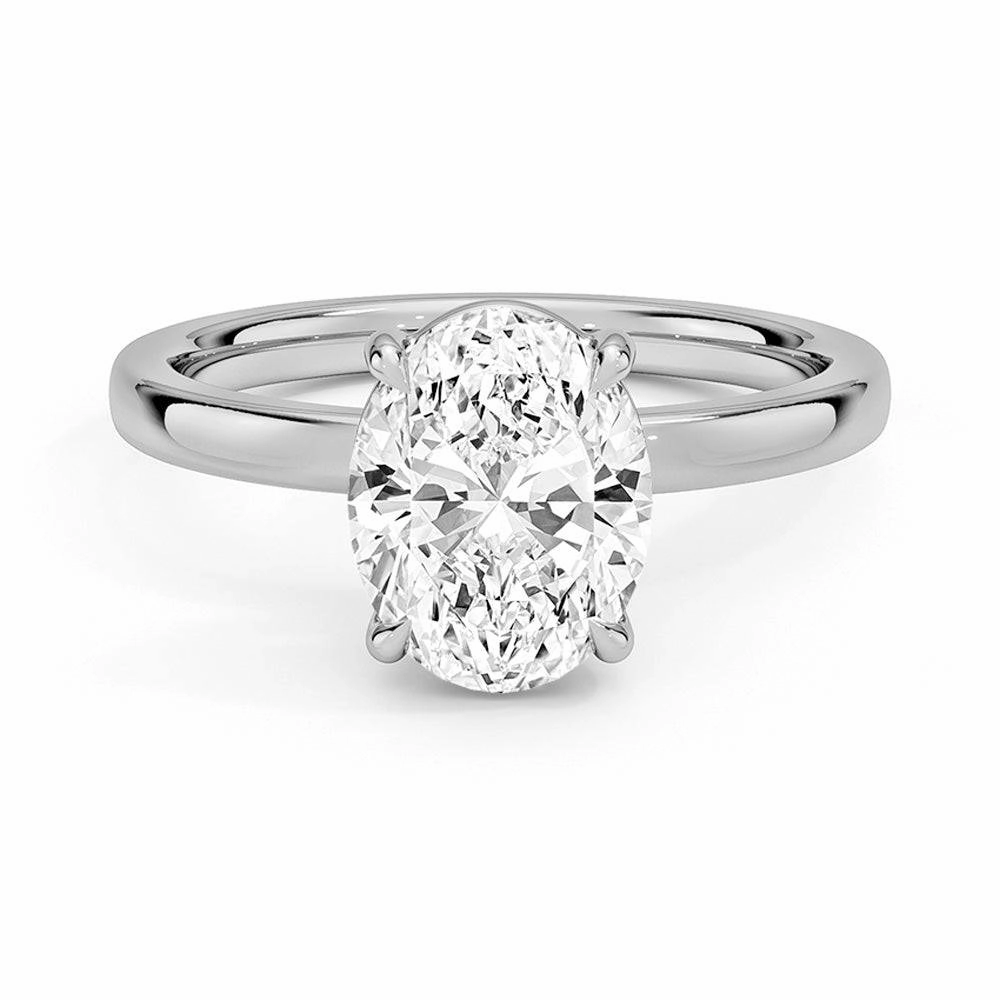 Classic Solitaire Oval Cut Moissanite Engagement Ring Lustrous Finish