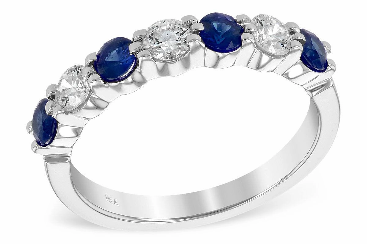 Custom Gifts Romantic Moment 14K White Gold Blue Sapphire Prong Set 1cttw Diamond Ring