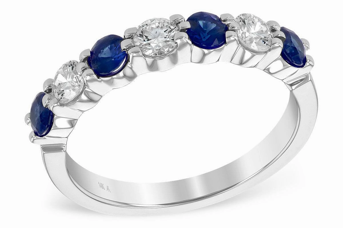 14K White Gold Blue Sapphire Prong Set 1cttw Diamond Ring Impeccable Accent Birthday gift