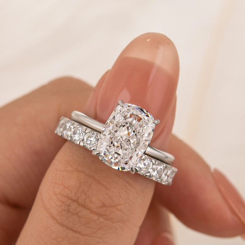 Trendy Gifts 4.5Ct Cushion Cut Engagement Ring With Open Women's Wedding Band