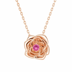 "Radiant Hope" Rose Pendant Necklace with Pink Sapphire Cocktail Hour Distinct Edge