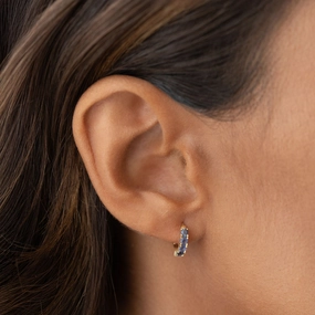 December Birthstone Huggie Earrings - Cordierite High-Quality Style Vacation Ornament