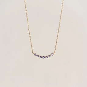 Subtle Touch Office Wear Item December Birthstone Necklace 14k Gold - Ombre Cordierite