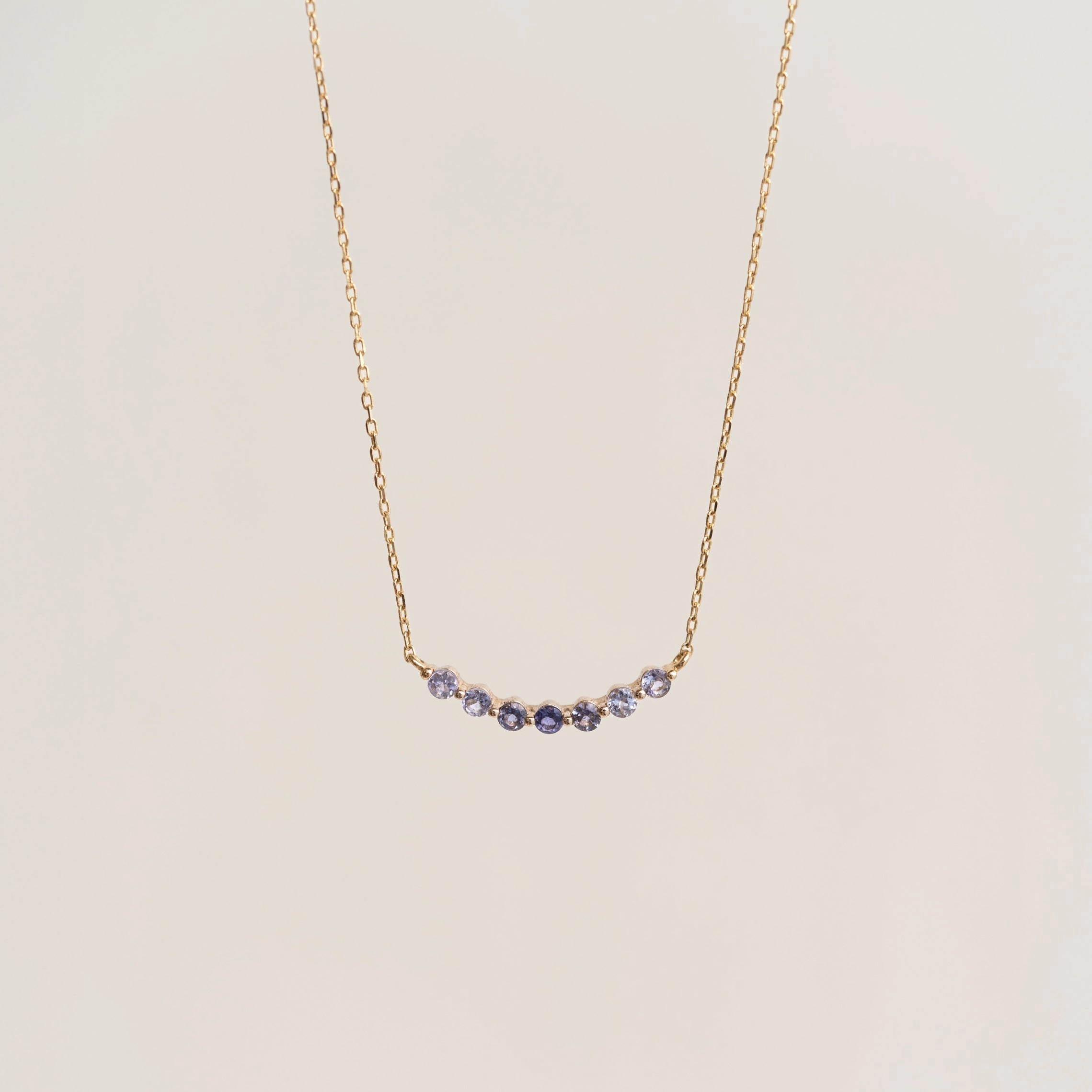 Subtle Touch Office Wear Item December Birthstone Necklace 14k Gold - Ombre Cordierite