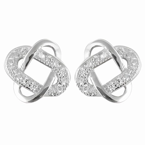 Delicate Ornament Stunning Cubic Zirconia Gemstone Silver Earrings - Elegant Jewelry