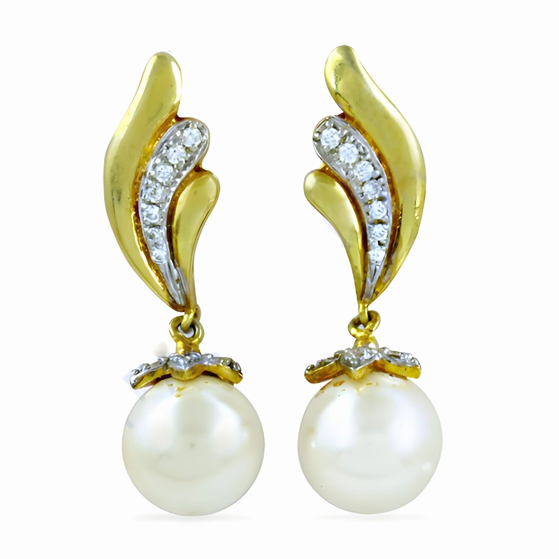 Glittering Product Vintage Choice Elegant Antique Cubic Zirconia & Pearl Gold-Plated Silver Earrings