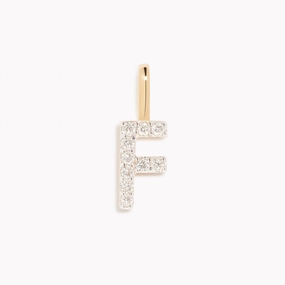 Diamond Initial Pendant 14k Gold - F Birthday Present Lovely Present