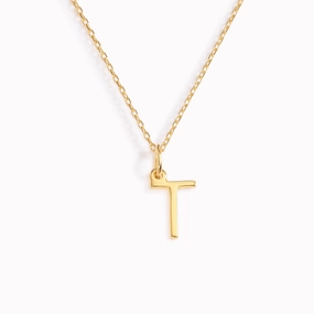 Music Festival T Necklace / Gold Initial Necklace