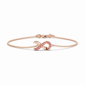 Signature Flair Lifestyle Fit "Faith Over Fear" Ribbon Bracelet In Rose Gold With Pav?? Pink Sapphires