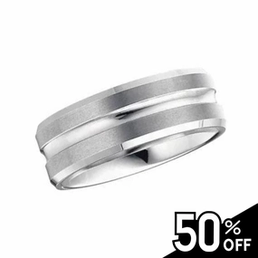 Tungsten Grooved Beveled Band Personal Set