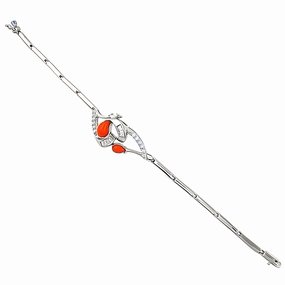 Designer Cubic Zirconia Coral Gemstone 925 Sterling Silver Bracelet - Adorable & Magnificent CZ Bracelet Blessed Blends Meritorious Mix
