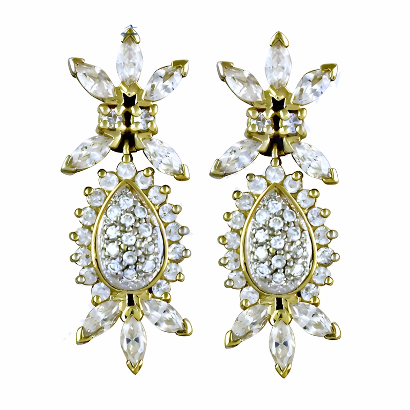 Designer CZ Silver & Gold Plated Party Wear Earrings Radiant Finish Seasonal Accent