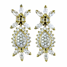 Designer CZ Silver & Gold Plated Party Wear Earrings Radiant Finish Seasonal Accent