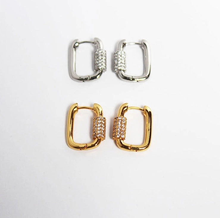 Despoina Dainty Square Hoops with CZs Sophisticated Style