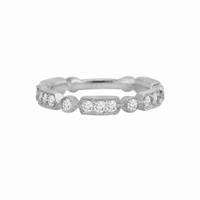 Casual Vibe Rich Texture Diamond Art Deco White Gold Ring