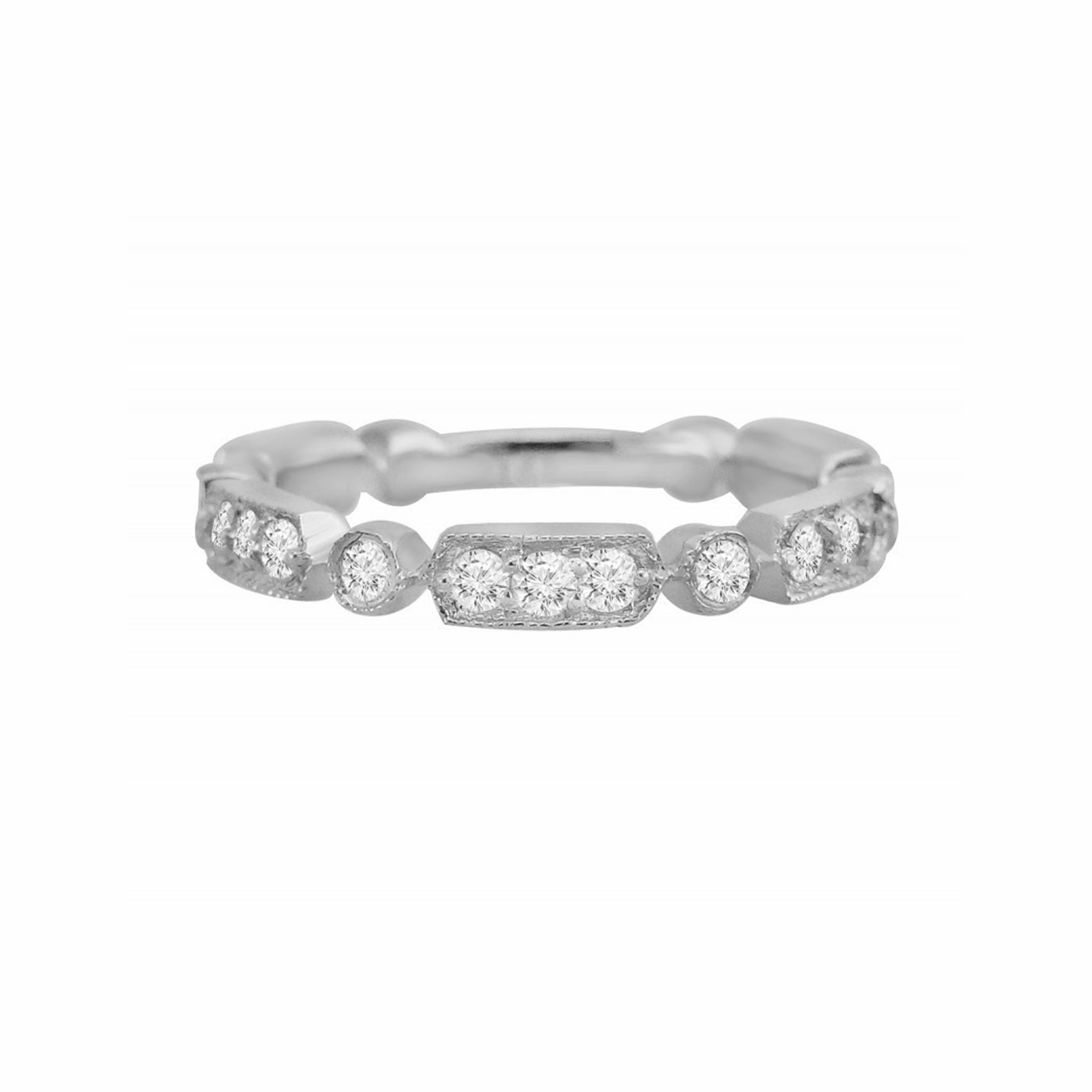 Casual Vibe Rich Texture Diamond Art Deco White Gold Ring