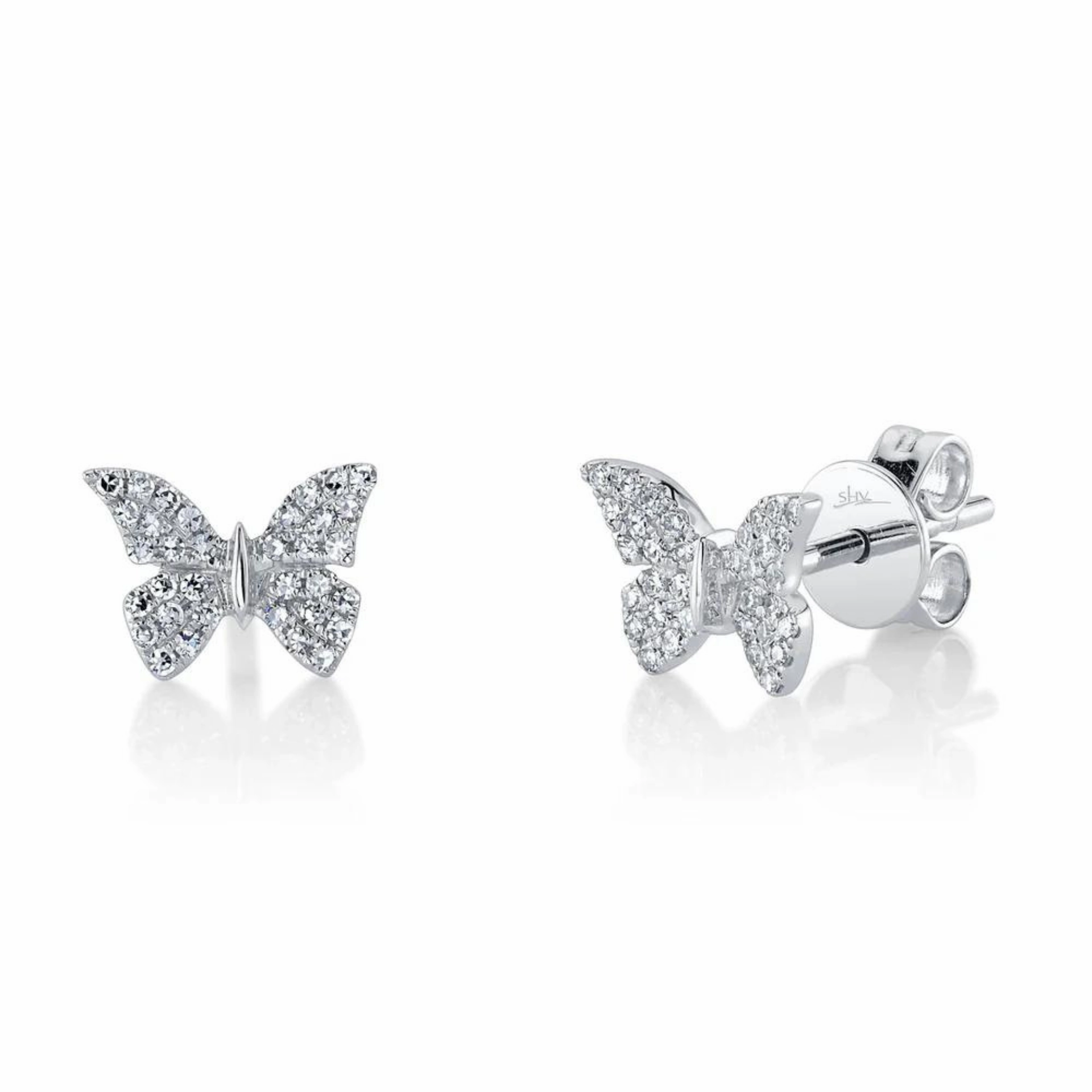 Premium Embellishment Minimalist Option DIAMOND BUTTERFLY STUD EARRING