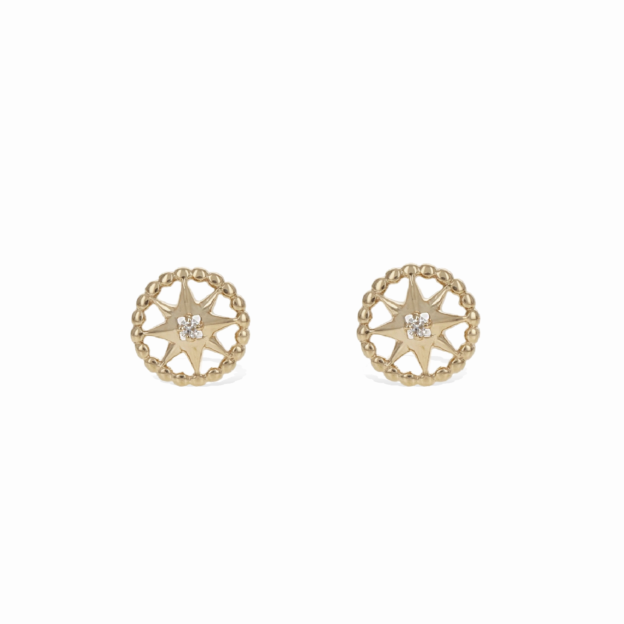 Diamond Compass Stud Earrings Glamourous Piece Delicate Finish