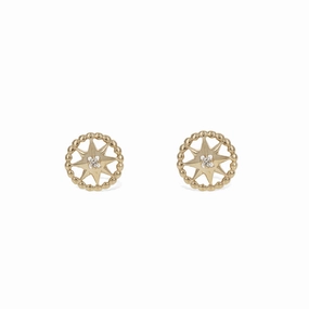 Diamond Compass Stud Earrings Glamourous Piece Delicate Finish