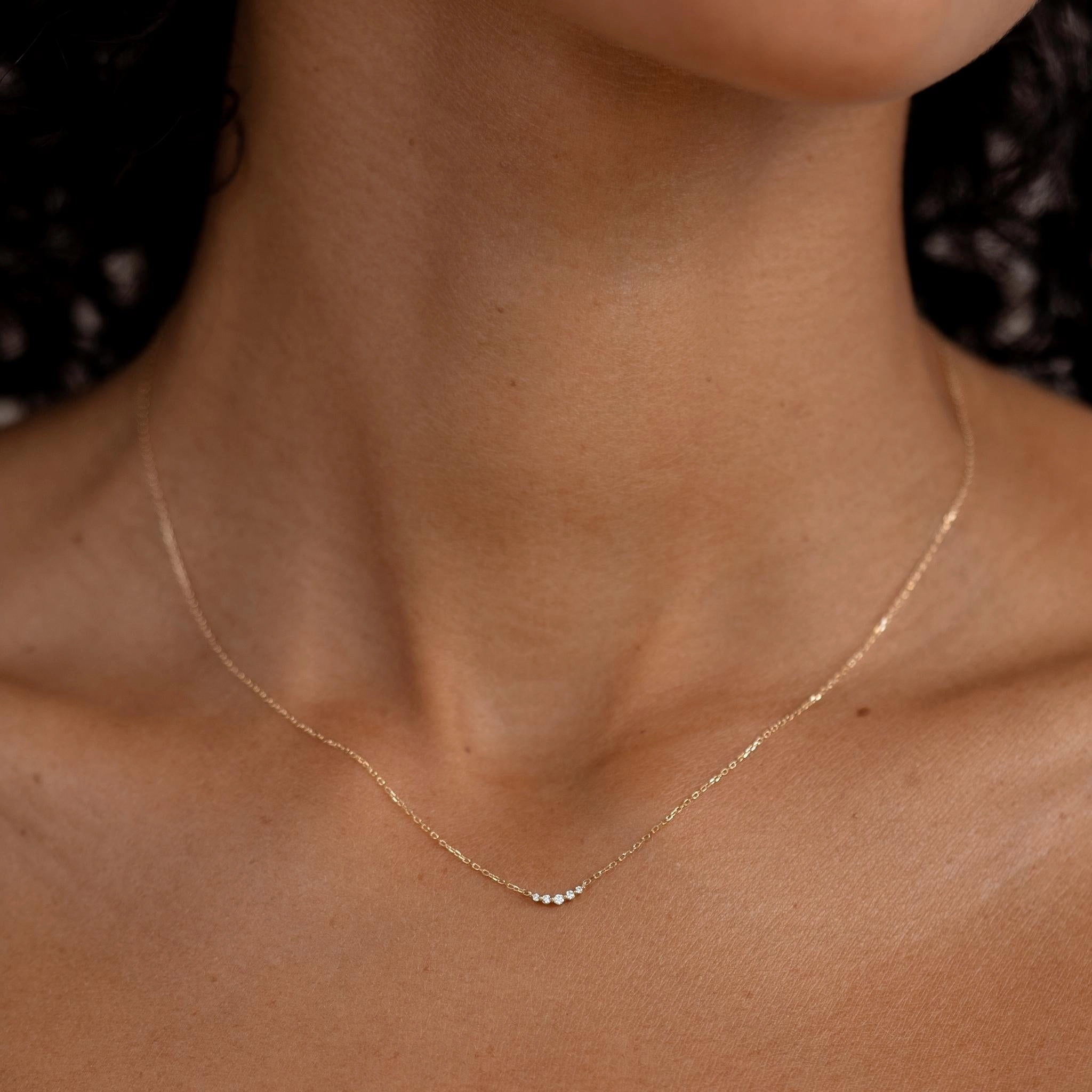 Diamond Curved Bar Necklace 14k Gold - Jemma Beach Vibes