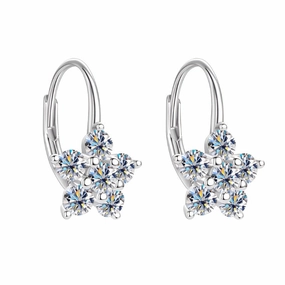 Diamond Flower Cluster Hoop Earrings | S925 | Moissanite Striking Embellishment
