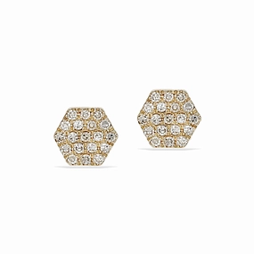 Diamond Hexagon Stud Earrings Quiet Look Precious Touch