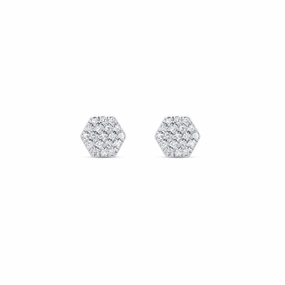 Diamond Hexagon White Gold Stud Earrings Sophisticated piece
