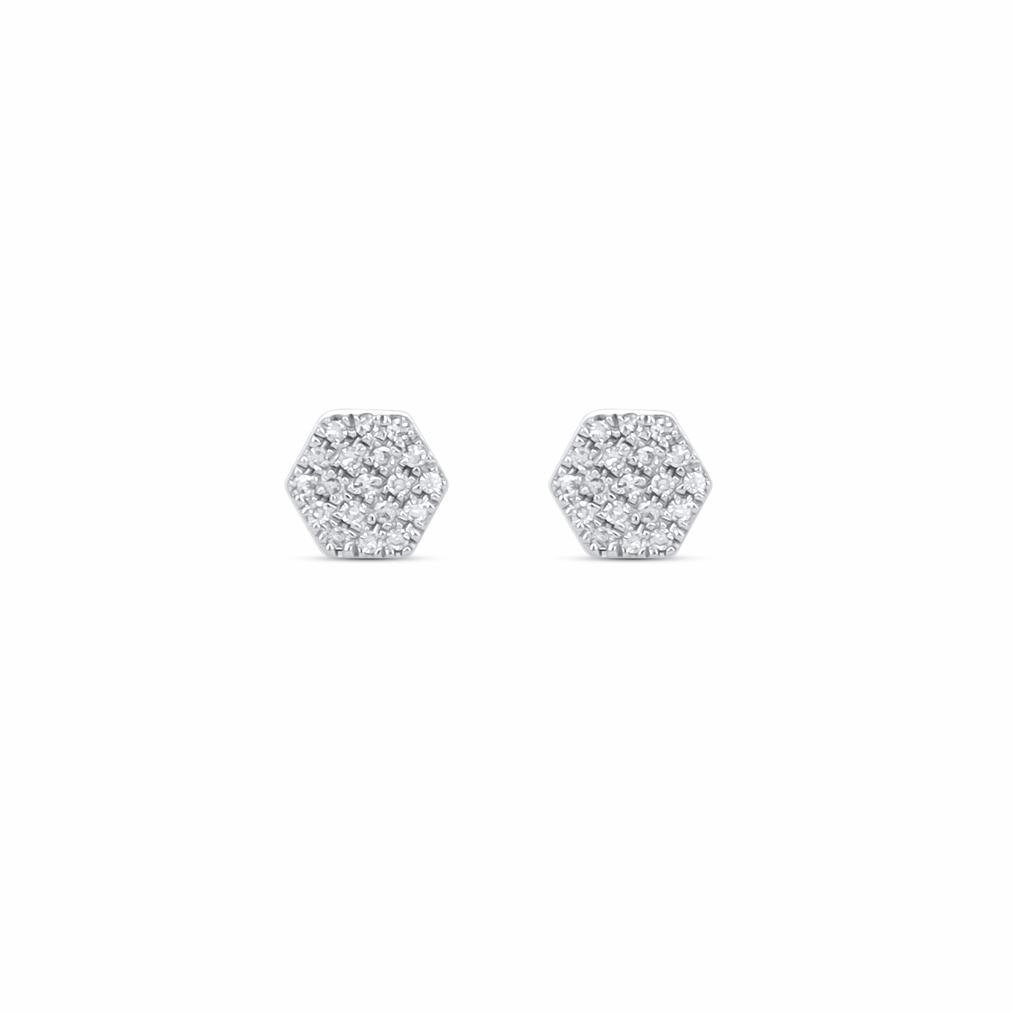 Diamond Hexagon White Gold Stud Earrings Sophisticated piece
