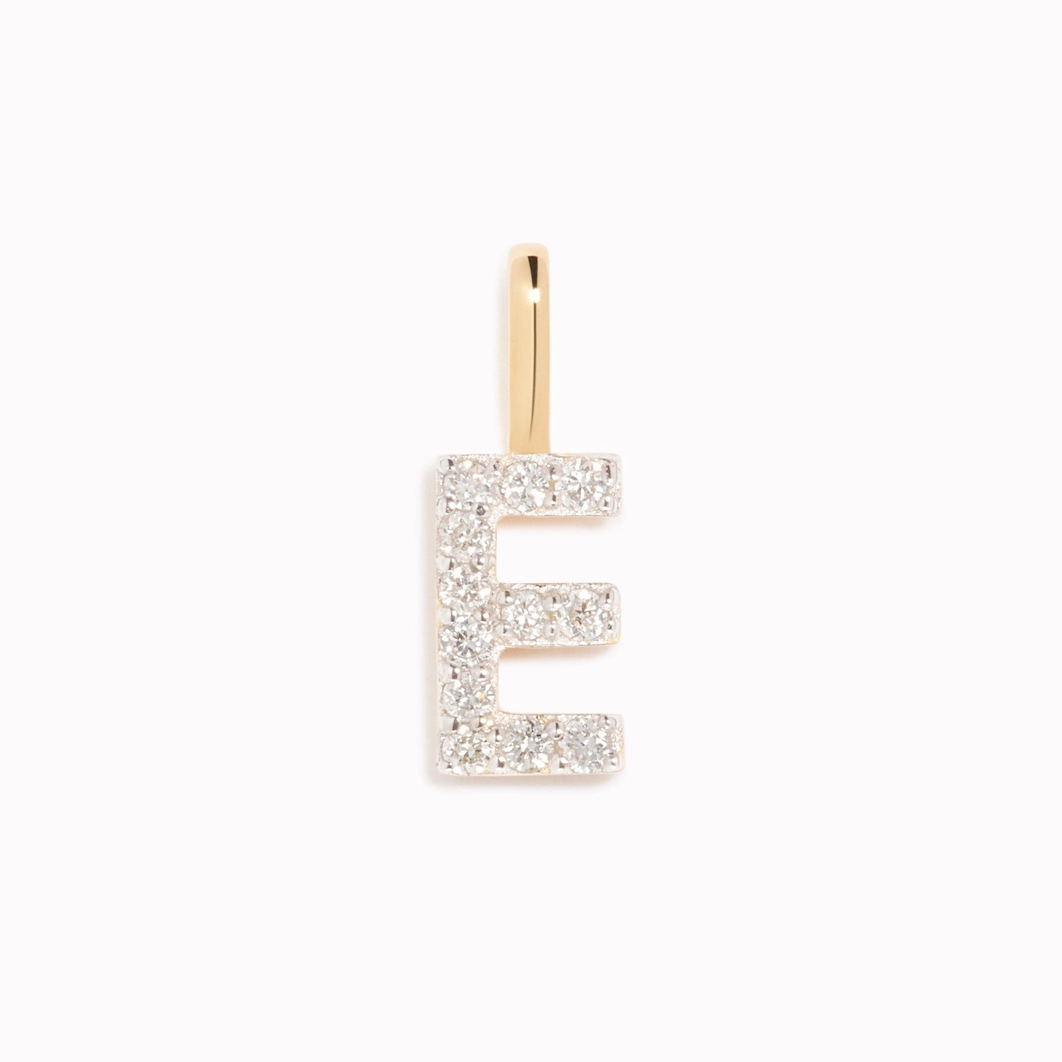 Diamond Initial Pendant 14k Gold - E Gleaming Accent