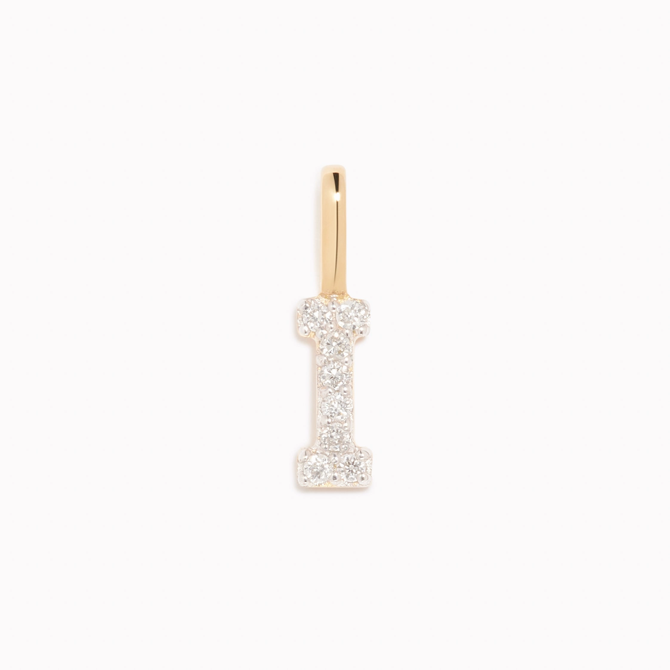 Subtle Jewelry Diamond Initial Pendant 14k Gold - I