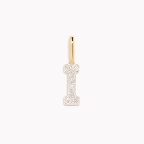 Subtle Jewelry Diamond Initial Pendant 14k Gold - I