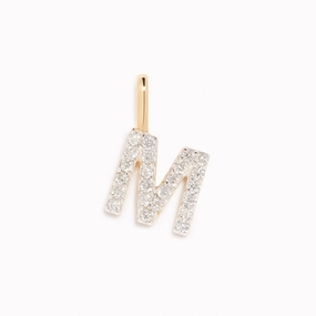 Diamond Initial Pendant 14k Gold - M Modern Classic