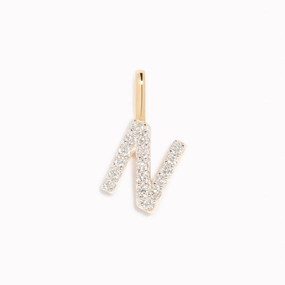 Diamond Initial Pendant 14k Gold - N Urban Style