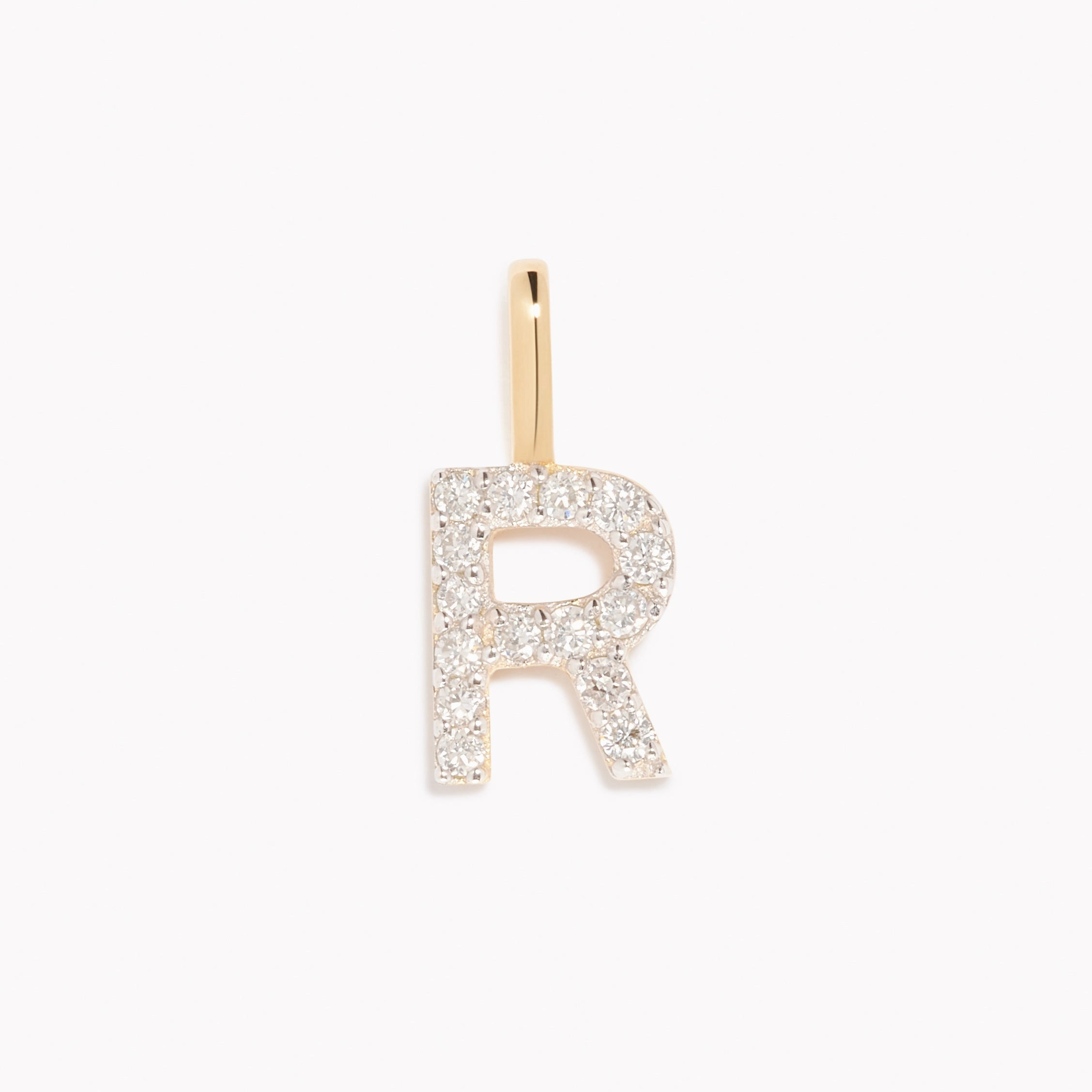 Diamond Initial Pendant 14k Gold - R Statement Look Smart feature