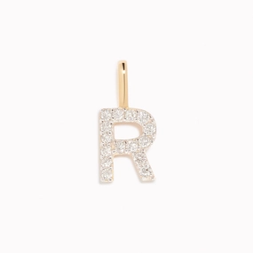 Diamond Initial Pendant 14k Gold - R Statement Look Smart feature