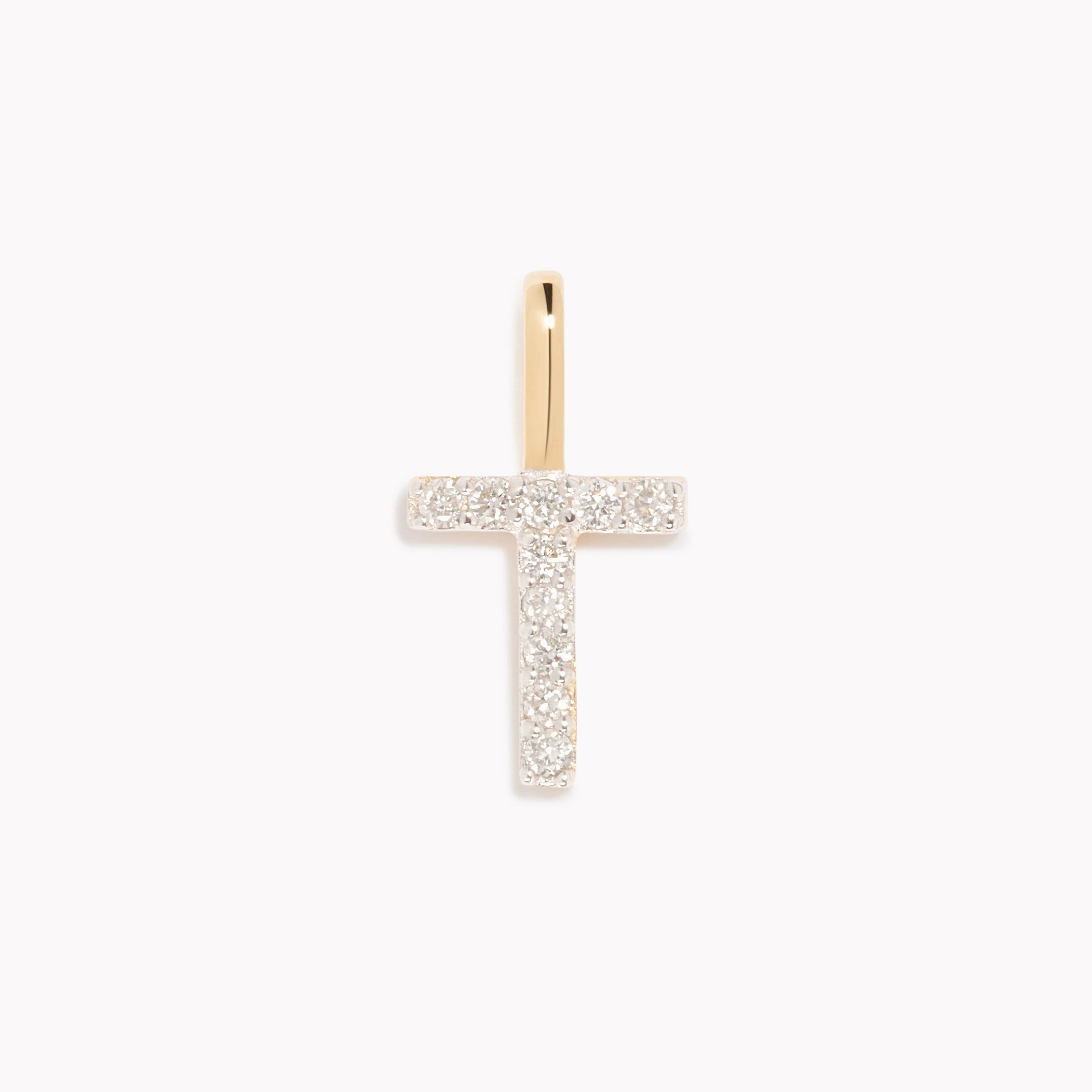 Attractive Piece Diamond Initial Pendant 14k Gold - T