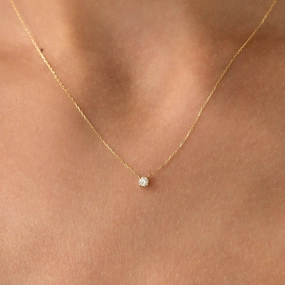 Diamond Pendant Necklace 14k Gold - Johanne Daily Present Youthful Accent