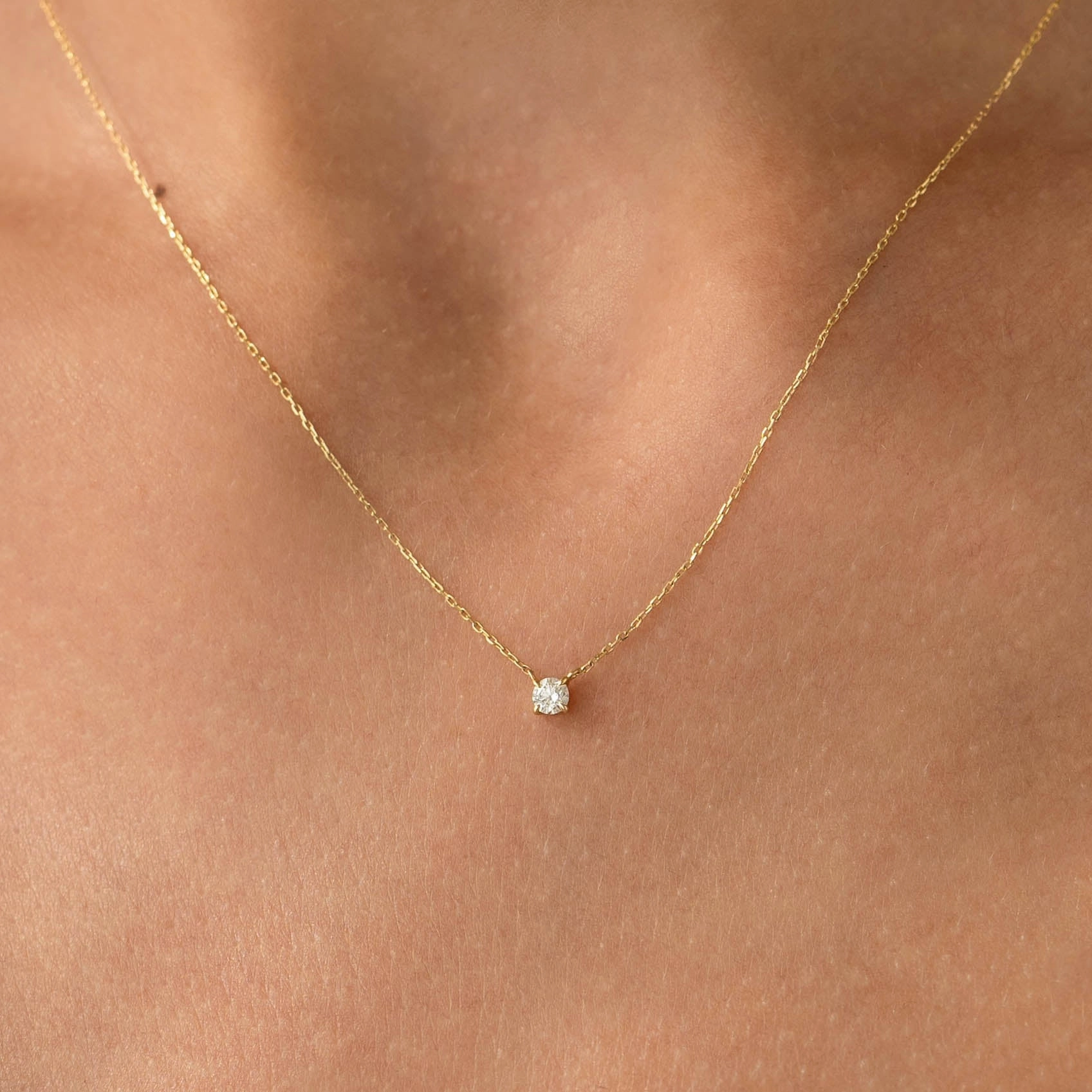 Diamond Pendant Necklace 14k Gold - Johanne Daily Present Youthful Accent