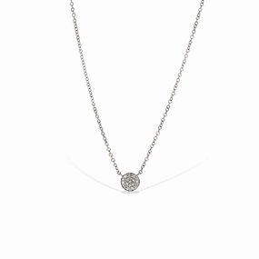 Diamond Petite Pave' Disc Necklace Neat Spark Structured Shape