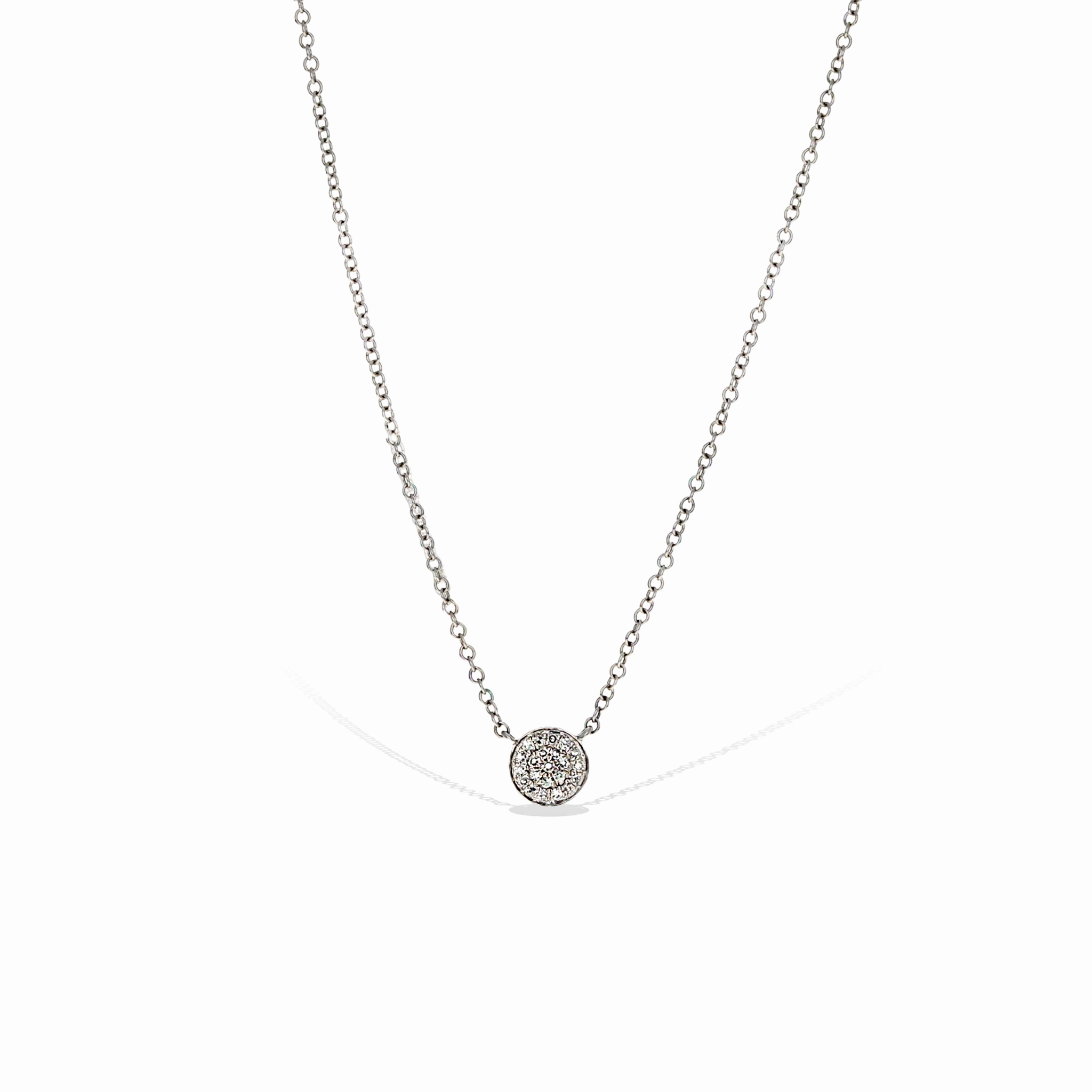 Diamond Petite Pave' Disc Necklace Neat Spark Structured Shape