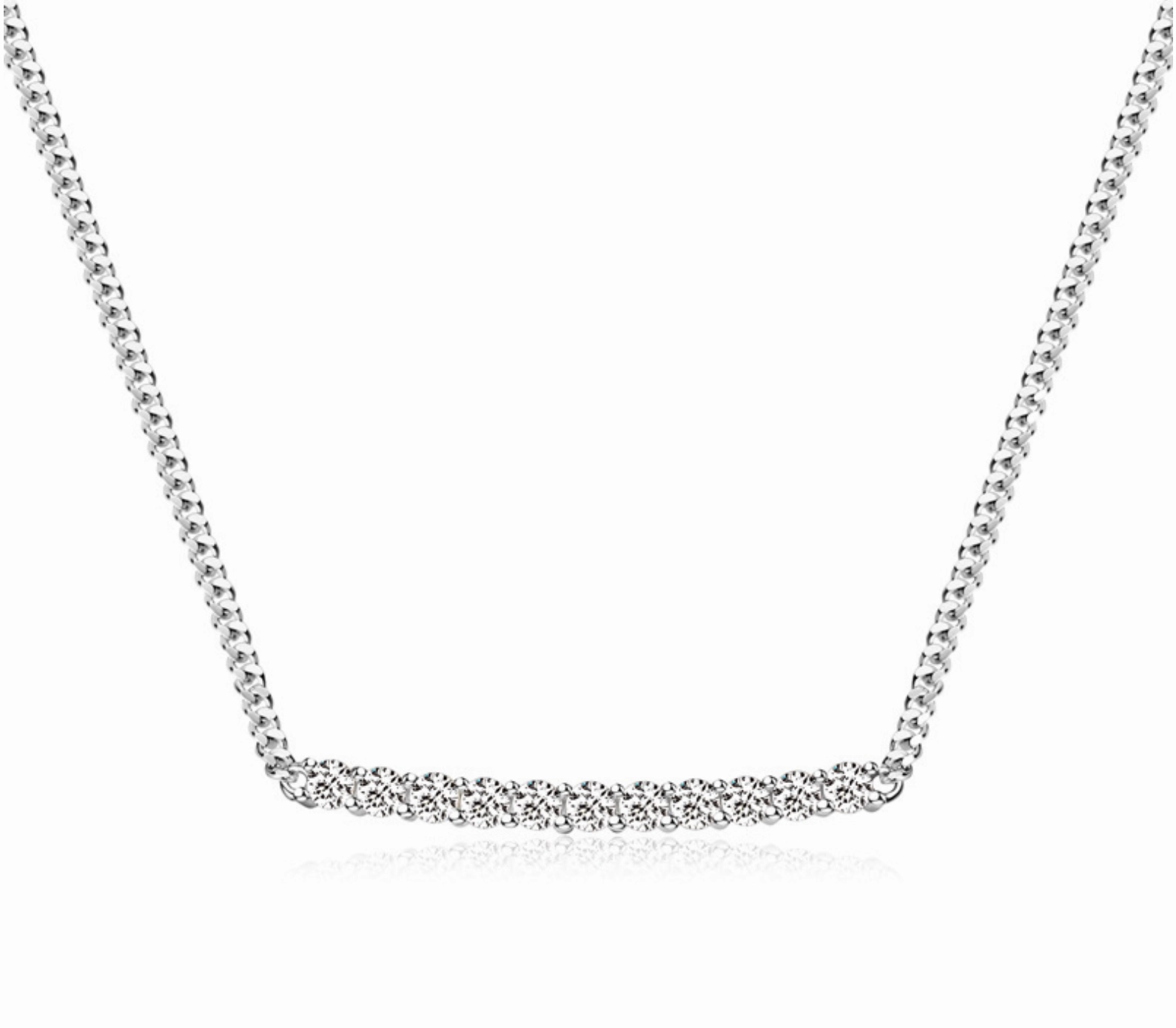 Diamond Row Necklace | S925 | Moissanite 18K White Gold Coiled Item Fresh Gift