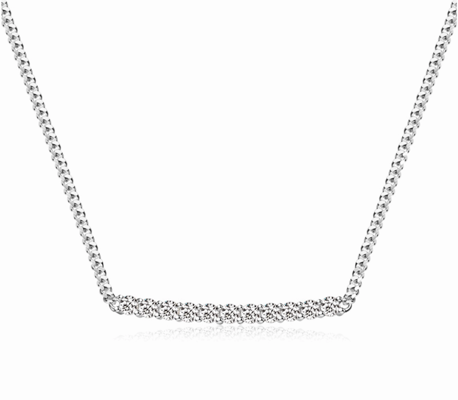Fashion Statements Premium Feature Diamond Row Necklace | S925 | Moissanite 18K White Gold
