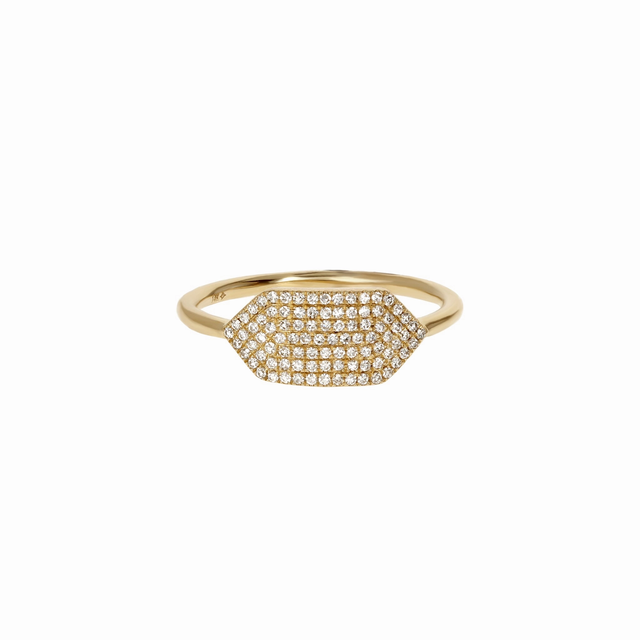 Shimmering Detail Night Glam Diamond Signet Ring