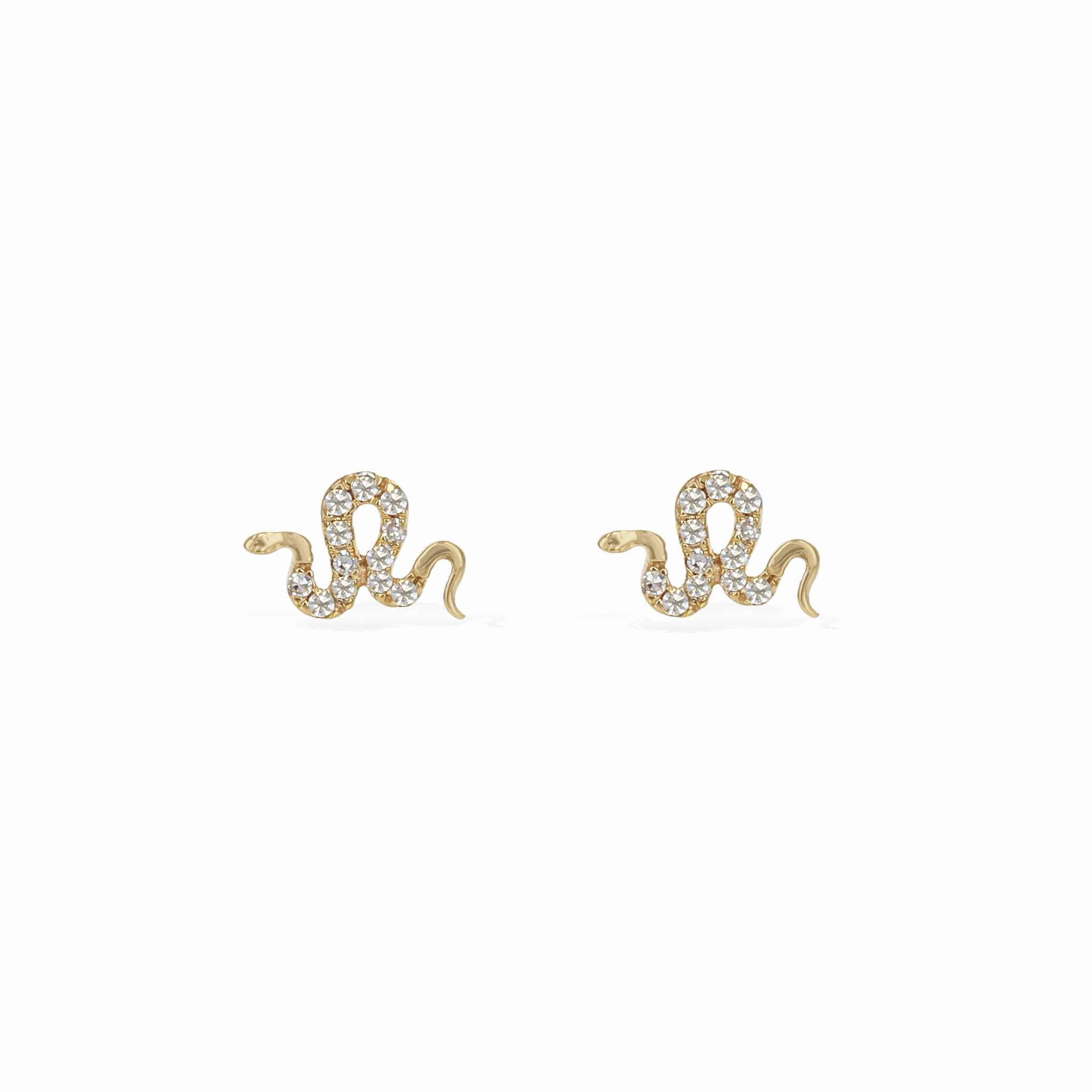 Fashionable Shine Diamond Snake Stud Earrings