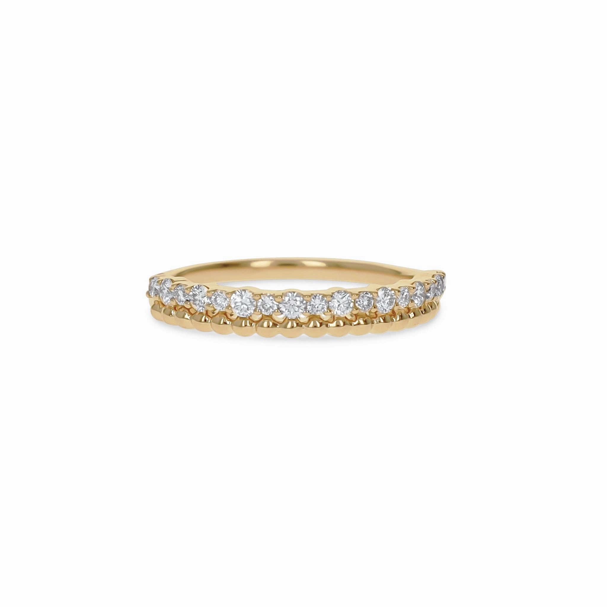 Diamond Stacked Bead Ring Fashionable Finish